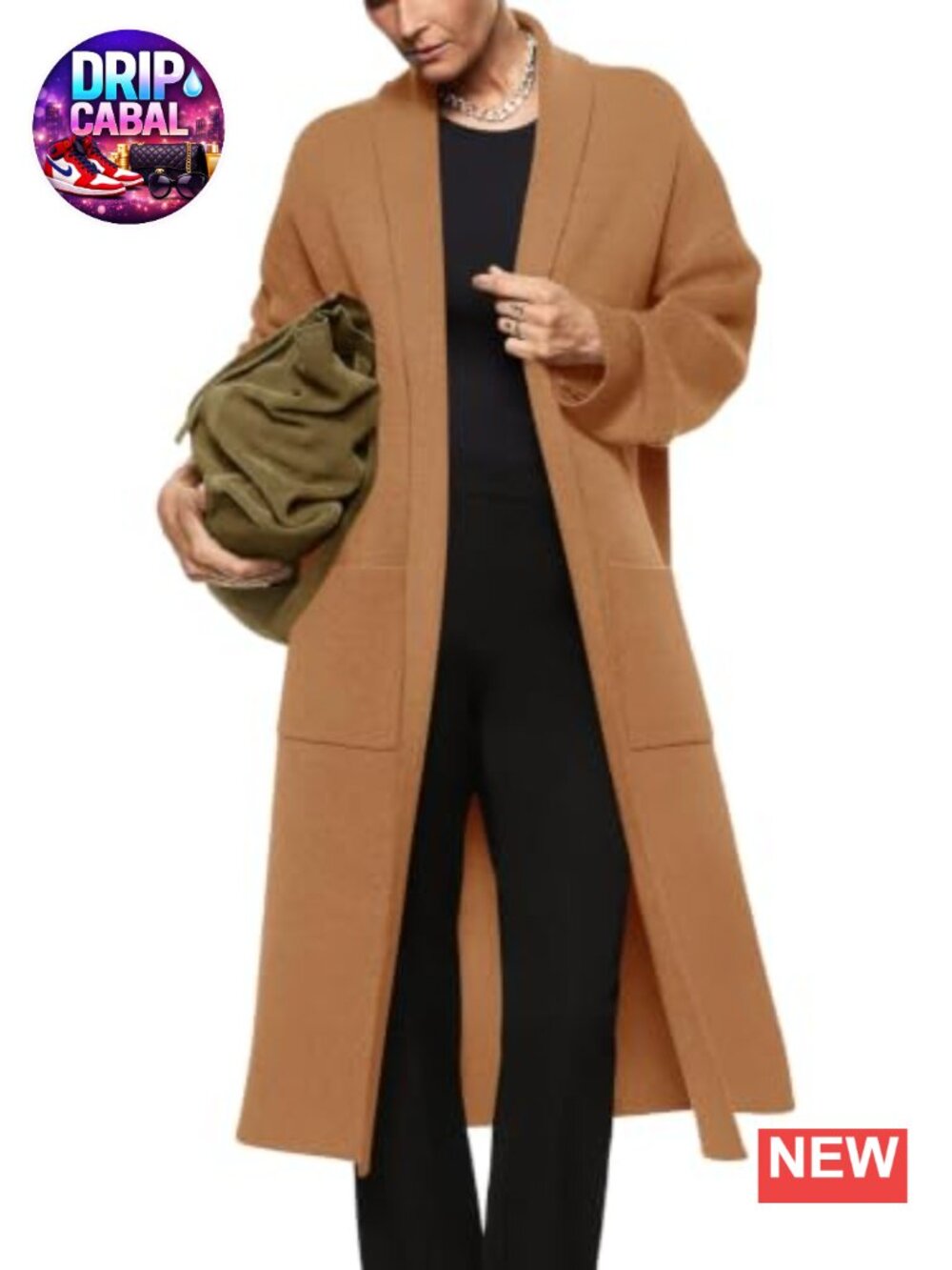 Oversized Open Front Chunky Knit Long Cardigan Sweater Coat